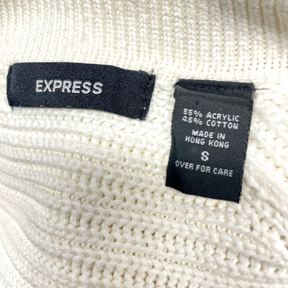Express white button front shirt dress style Long line sweater cardigan size S - Picture 11 of 11